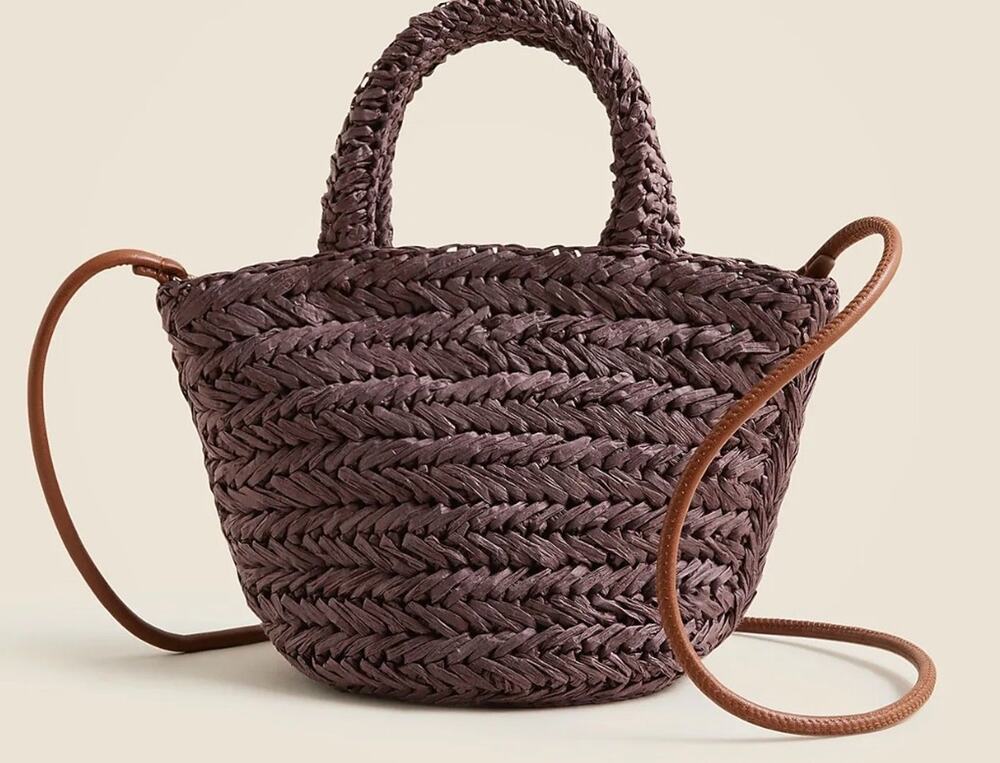 J.Crew New Small Malta handwoven Straw bag with crossbody strap